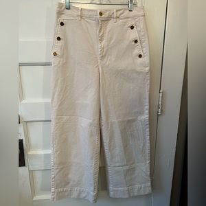 Like New Ann Taylor Wide-Leg Denim Trousers; Cream; Size 10
